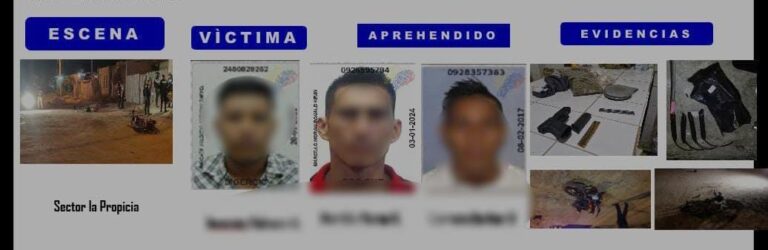 Policía Nacional del Ecuador, aprehende a 2 presuntos implicados en un hecho violento
