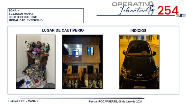 Policía libera a persona secuestrada en Rocafuerte