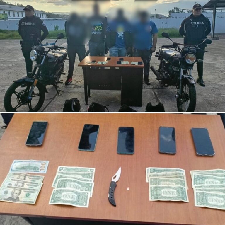 Cuatro aprehendidos por intento de extorsión en Otavalo
