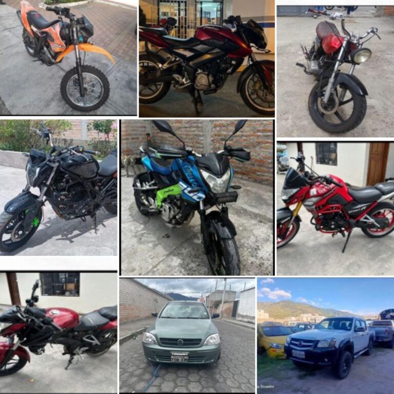 Vehículos y motocicletas recuperados durante Operación “Gran Fimer IV” en Imbabura