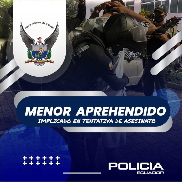 En Esmeraldas, un menor de edad aprehendido por el delito de tentativa de asesinato