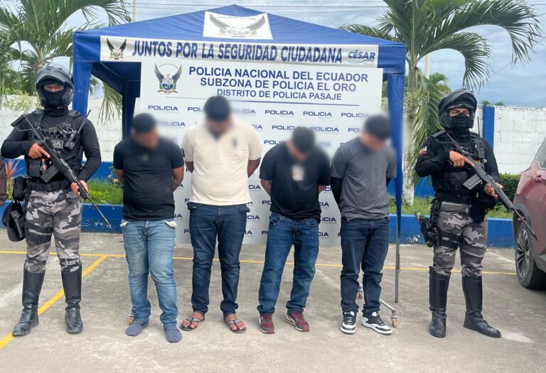 Cuatro presuntos secuestradores capturados en El Oro en operativo policial
