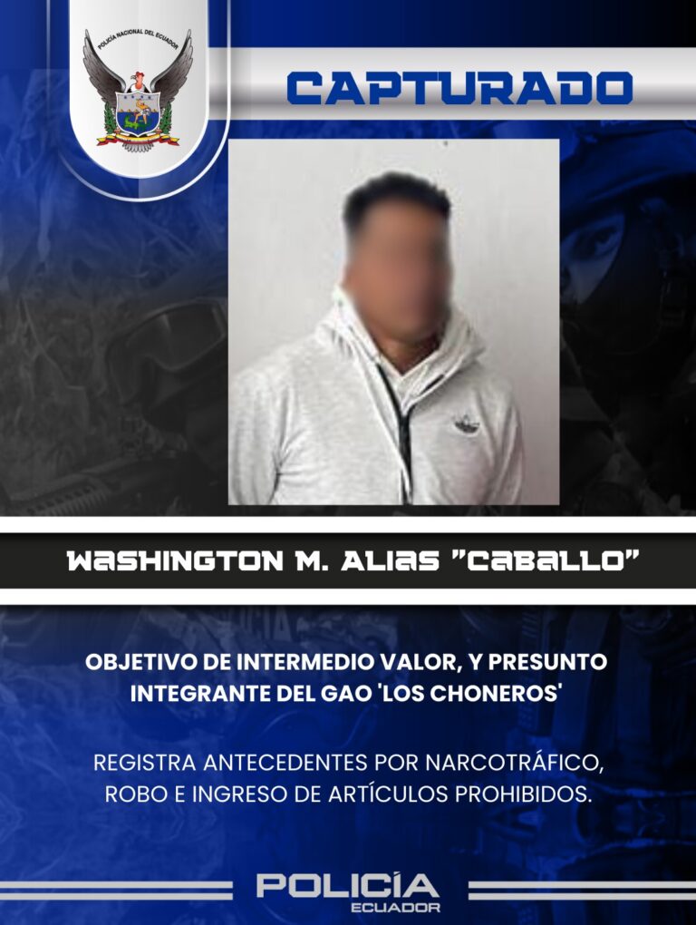 Alias ‘Caballo’, Objetivo de Intermedio Valor y presunto integrante del GAO ‘Los Choneros’, fue capturado en el Carchi