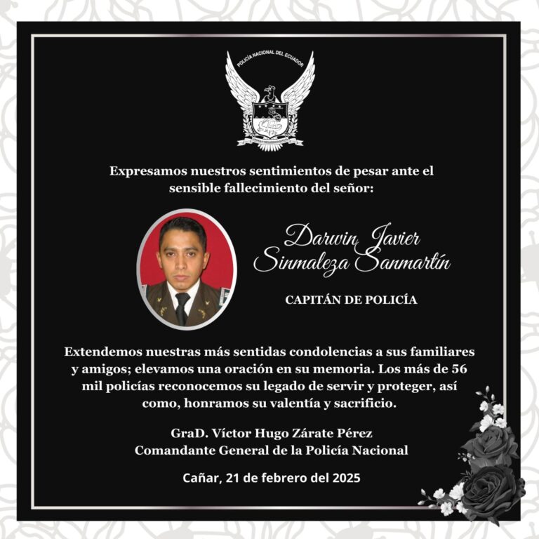 Servidor policial pierde la vida en cumplimiento de su deber en Cañar