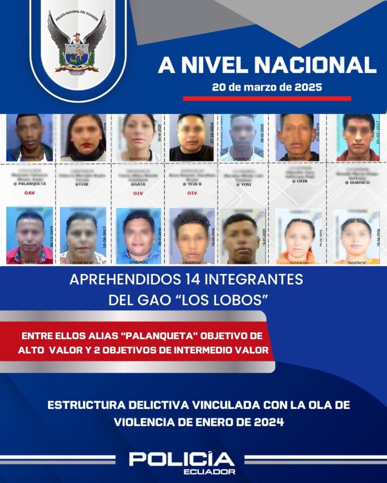 Capturamos a 14 sujetos pertenecientes al GAO “Los Lobos”