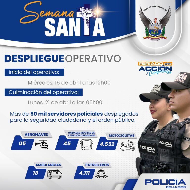 Más de 50 mil servidores policiales desplegados durante el feriado de “Semana Santa” 2025