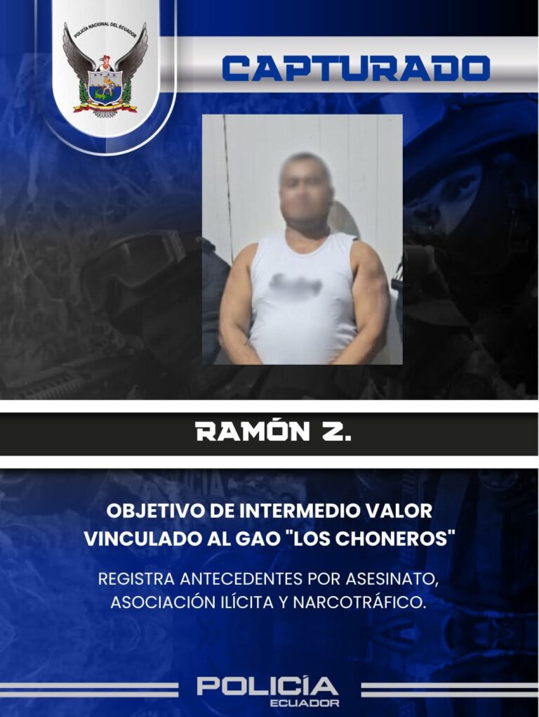 Policía afectó al Grupo Armado Organizado “Los Choneros” en Esmeraldas y Manabí