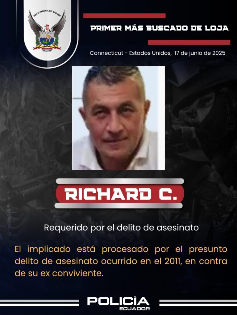 Policía Nacional capturó al primer más buscado de la provincia de Loja, con notificación roja de Interpol, por el delito de asesinato