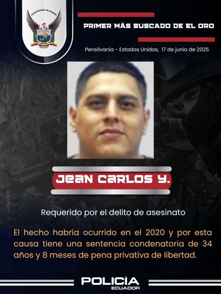 Policía Nacional capturó al primer más buscado de la provincia de El Oro, con notificación roja de Interpol, por el delito de asesinato