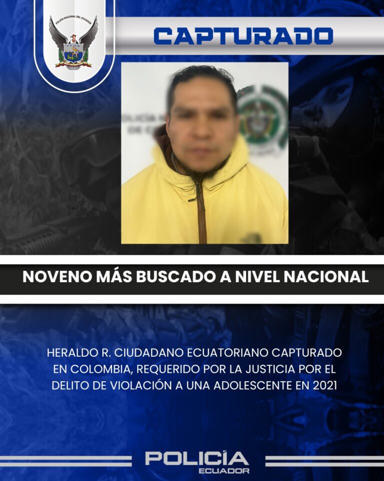Capturado en Colombia el Noveno Más Buscado a nivel nacional por el delito de Violación