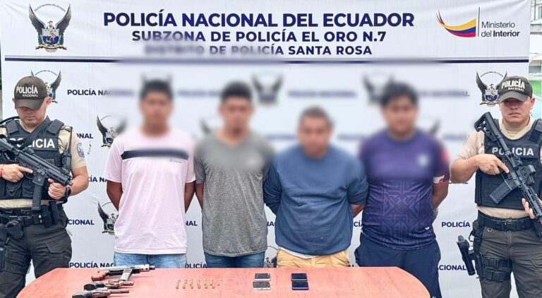 Aprehensión de cuatro ciudadanos por porte ilegal de armas de fuego en Santa Rosa