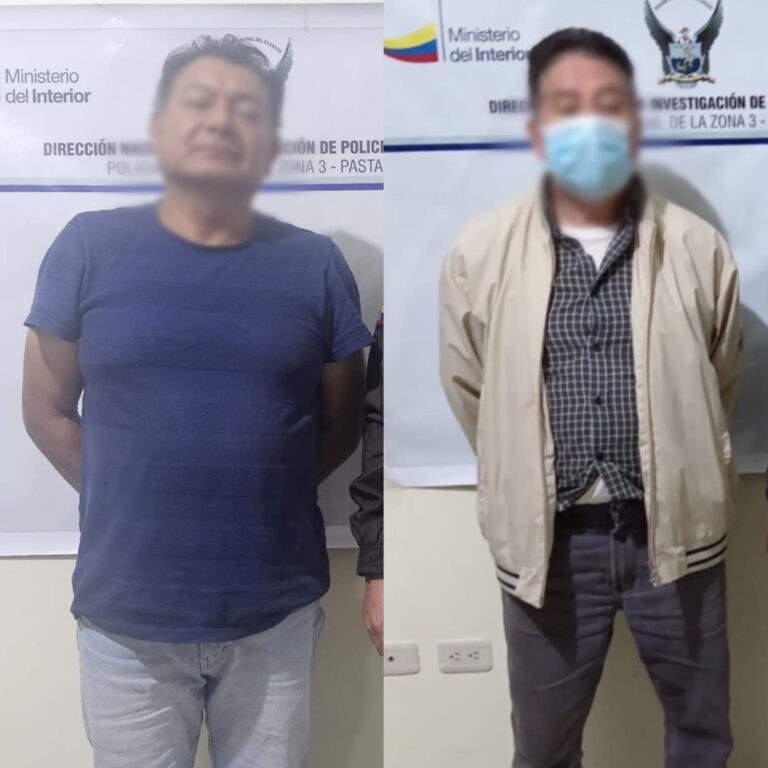 Dos capturados por presunto tráfico ilícito de armas y municiones en Pastaza