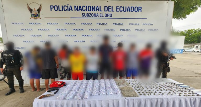Nueve sujetos capturados por tráfico ilícito de sustancias en El Oro