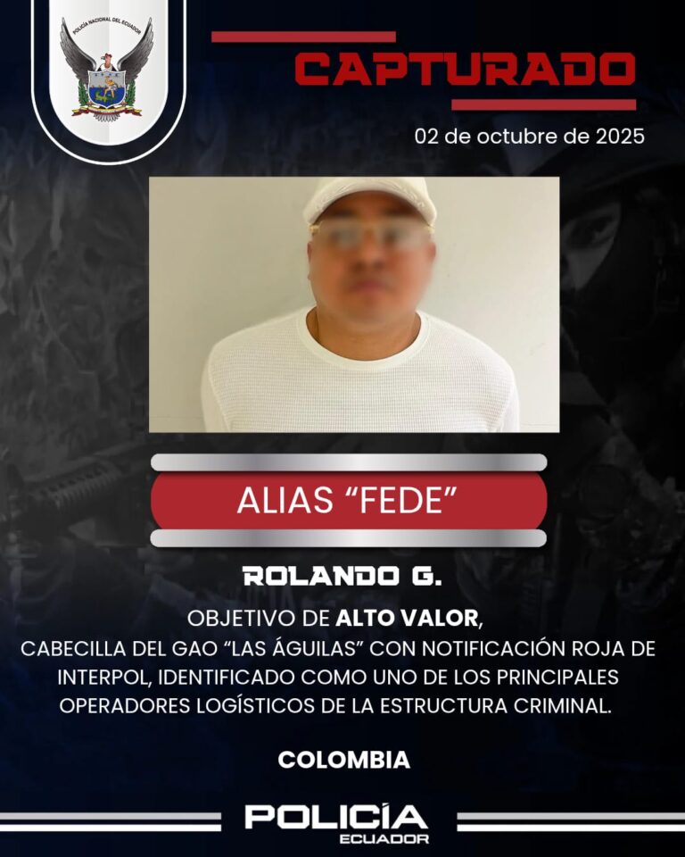 Golpe al crimen organizado: Capturado alias “Fede”, cabecilla de “Las Águilas”, en Colombia