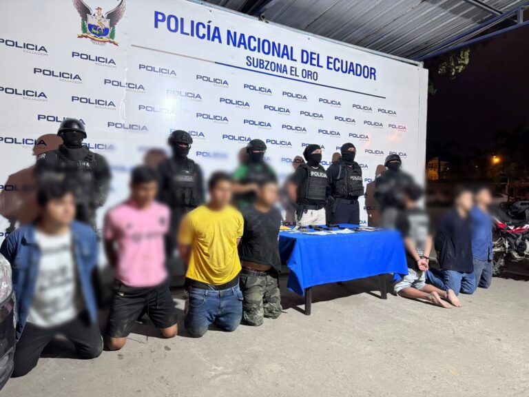 Siete presuntos extorsionadores de unidades de transporte fueron aprehendidos en El Oro