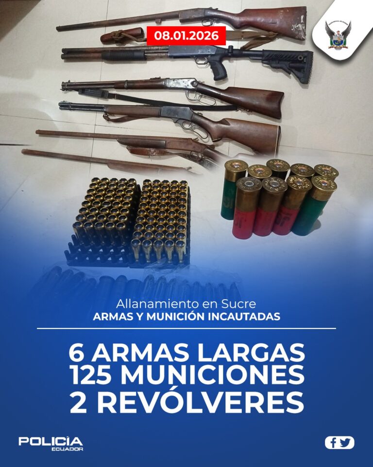 Policía interviene centro de acopio de armas en el cantón  Sucre
