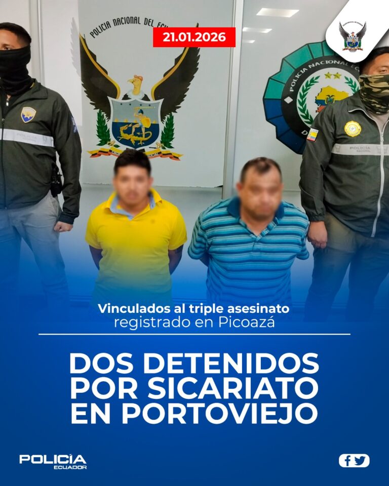 Policía Nacional ejecuta boletas de detención por investigación de triple asesinato en Portoviejo
