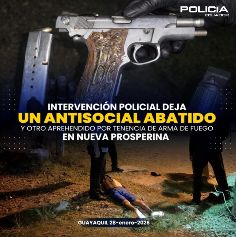 Policía Nacional abatió a un presunto delincuente y aprehendió a otro tras enfrentamiento armado en Nueva Prosperina