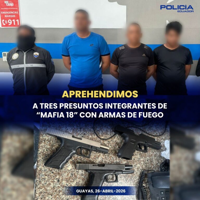 Aprehendimos a tres presuntos integrantes de la “Mafia 18” en Daule