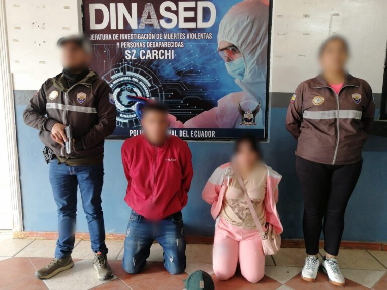 Dos personas aprehendidas por presunta participación en la muerte de una menor de edad en la provincia del Carchi