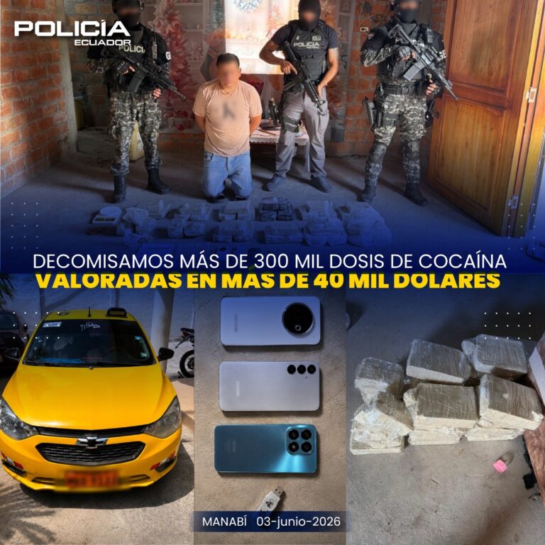 Decomisamos más de 300 mil dosis de cocaína valoradas en más de 40 mil dólares en Ecuador