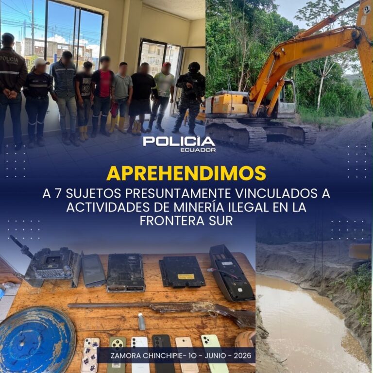 ​Policía capturó a siete presuntos implicados en la minería ilegal en Zamora Chinchipe
