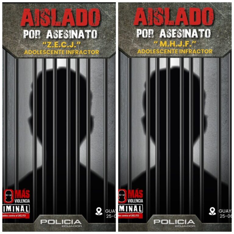 Policía Nacional aisló a dos adolescentes presuntos integrantes de “los lobos” implicados en un asesinato registrado en Guayaquil