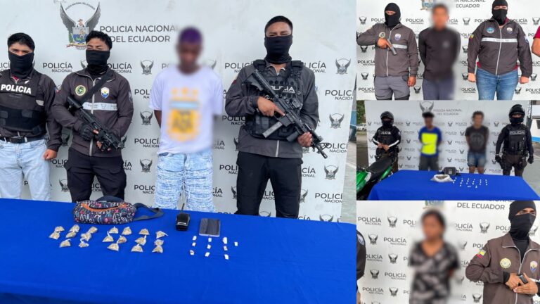 Aprehendidos cinco presuntos implicados en delitos de asesinato, microtráfico y extorsión en Esmeraldas