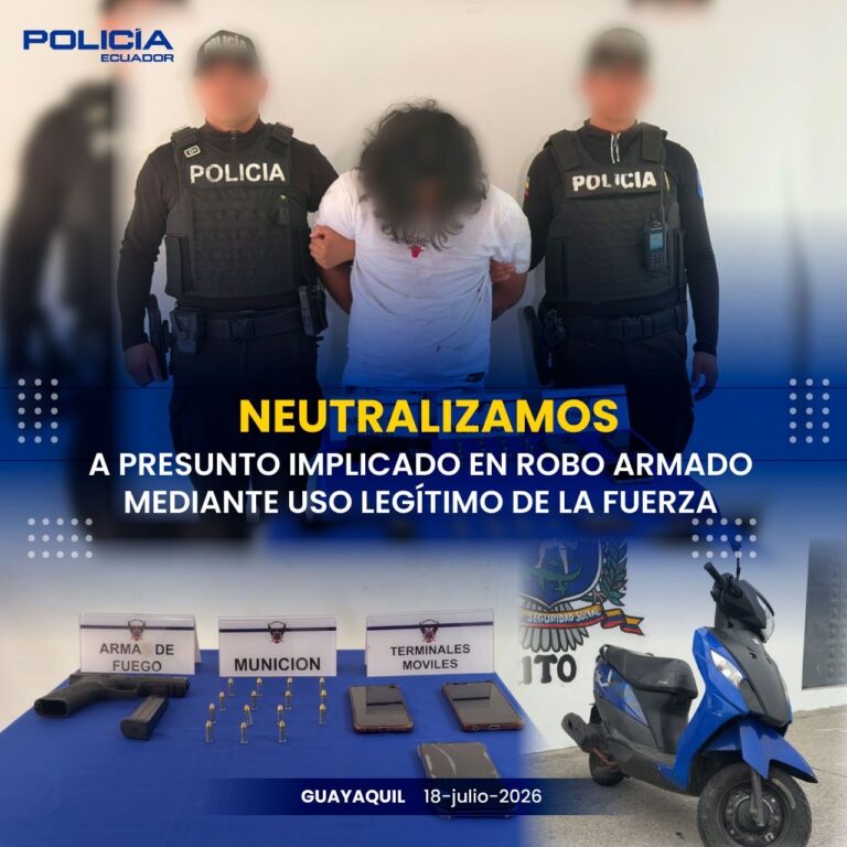 Aprehendimos a un presunto implicado en robo armado y tentativa de asesinato en Guayaquil