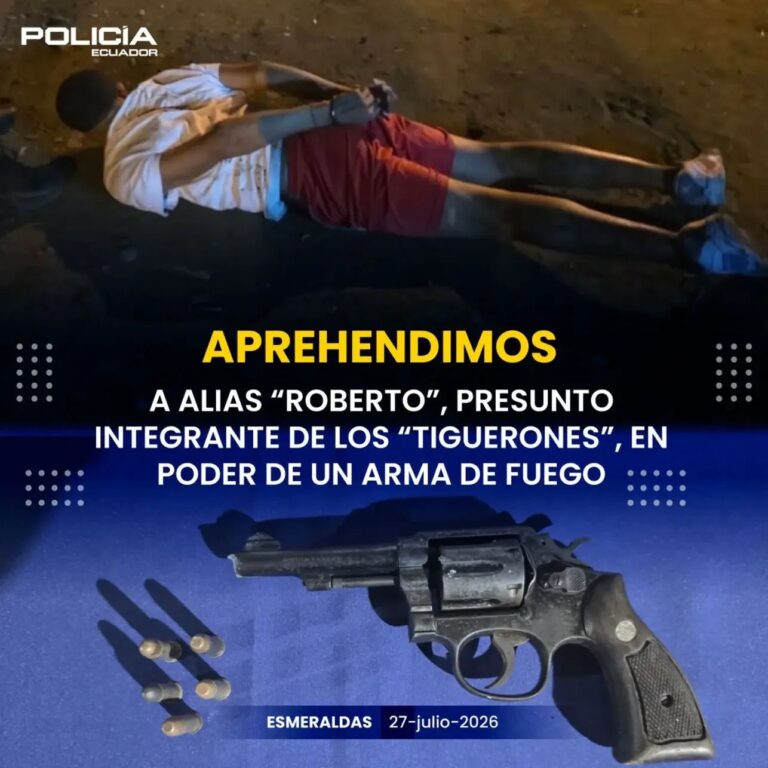Alias «Roberto», presunto integrante de los «Tiguerones», fue capturado en Esmeraldas