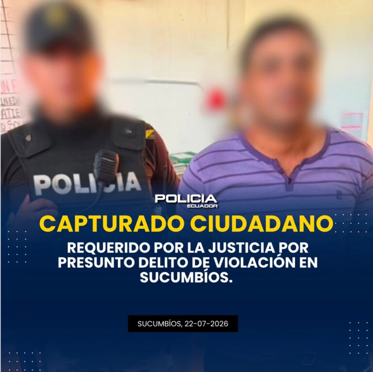 Capturado ciudadano requerido por la justicia por presunto delito de violación en Sucumbíos