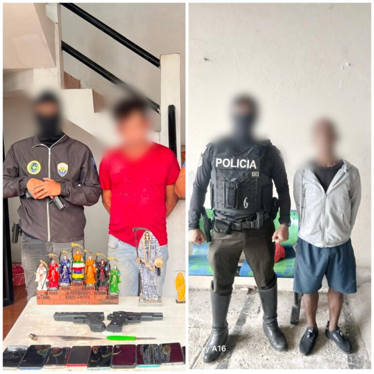 Policía Nacional debilita estructura delictiva vinculada a «Los Lobos» y aprehende a dos presuntos integrantes en Pedro Vicente Maldonado