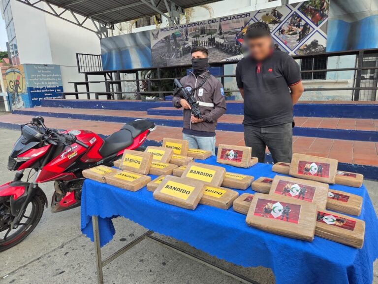 La Policía Nacional del Ecuador aprehendió a un ciudadano e incautó 28 bloques de cocaína en Guayaquil