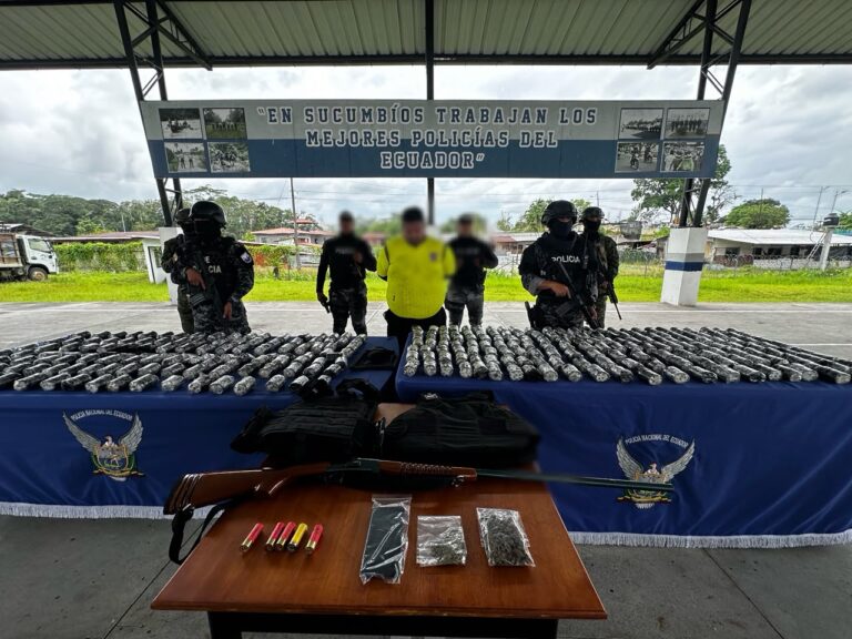 Operativo “Apolo 32” deja un aprehendido y permite decomisar droga, armas y explosivos en Sucumbíos