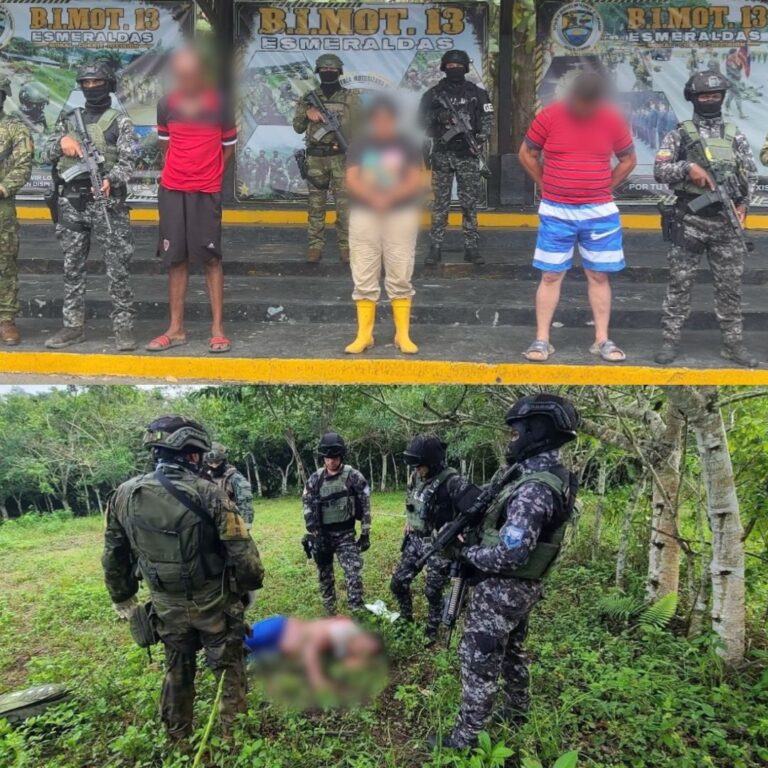 Golpe a estructura criminal “Los Chechenos”: cuatro presuntos integrantes aprehendidos en Esmeraldas