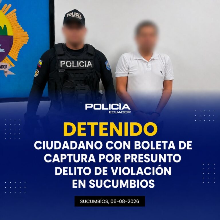 Detenido ciudadano con boleta de captura por presunto delito de violación en sucumbíos